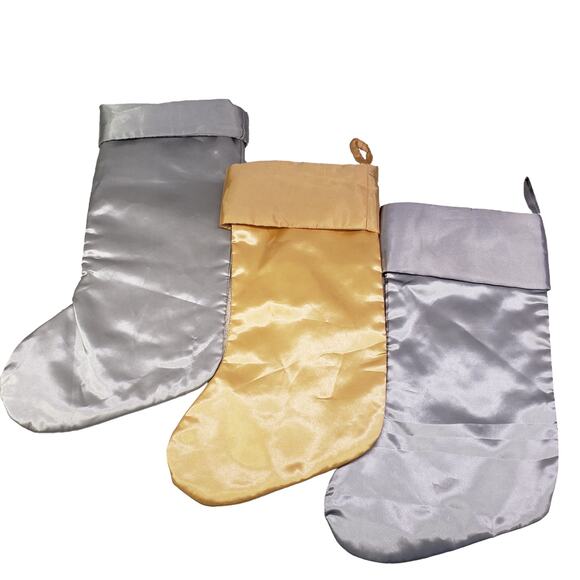 Metallic Christmas Stockings Gold Silver Sage Green Vintage Christmas Stocking - Picture 7 of 13